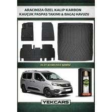 Yek Cars Fiat Doblo Demirli 2023 Model Karbonlu Kauçuk Paspas Seti ve Bagaj Havuzu