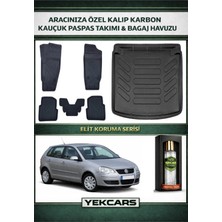 Yek Cars Volkswagen Polo 2005 Model Karbonlu Kauçuk Paspas Seti ve Bagaj Havuzu