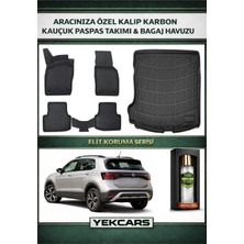 Yek Cars Volkswagen T-Cross 2022 Model Karbonlu Kauçuk Paspas Seti ve Üst Bagaj Havuzu