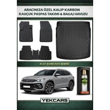 Yek Cars Volkswagen Tayron 2025 Model Karbonlu Kauçuk Paspas Seti ve Alt Bagaj Havuzu
