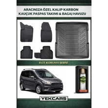 Yek Cars Ford Courier 2016 Model Karbonlu Kauçuk Paspas Seti ve Bagaj Havuzu