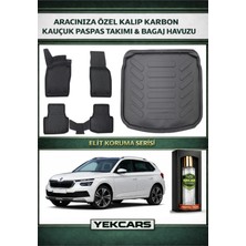 Yek Cars Skoda Kamiq 2022 Model Karbonlu Kauçuk Paspas Seti ve Bagaj Havuzu