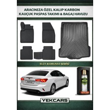 Yek Cars Ford Focus 5 Sedan 2022 Model Karbonlu Kauçuk Paspas Seti ve Bagaj Havuzu