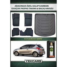 Yek Cars Hyundai I20 2012 Model Karbonlu Kauçuk Paspas Seti ve Bagaj Havuzu