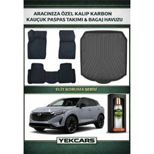 Yek Cars Nissan Qashqai Benzin/dizel 2024 Model Karbonlu Kauçuk Paspas Seti ve Alt Bagaj Havuzu