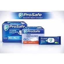 Prosafe Hasta Bakım Seti Xl Beden 30’lu Hasta Bezi + 30’lu Yatak Koruyucu + 48’li Vücut Tmzlm Hvls