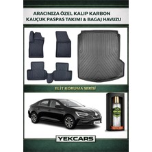 Yek Cars Renault Megane 4 2019 Model Karbonlu Kauçuk Paspas Seti ve Sağ Kulaklı  Bagaj Havuzu