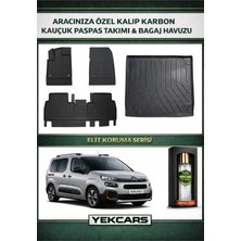 Yek Cars Citroen Berlingo 2024 Model Karbonlu Kauçuk Paspas Seti ve Demirli Bagaj Havuzu