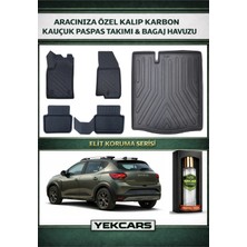 Yek Cars Dacia Sandero 2022 Model Karbonlu Kauçuk Paspas Seti ve Bagaj Havuzu