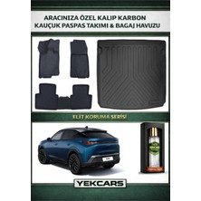 Yek Cars Peugeot 3008 Hybrid 2024 Model Karbonlu Kauçuk Paspas Seti ve Üst  Bagaj Havuzu