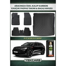 Yek Cars Skoda Kodiaq 2024 Model Karbonlu Kauçuk Paspas Seti ve Üst Bagaj Havuzu
