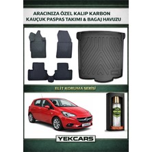 Yek Cars Opel Corsa E 2017 Model Karbonlu Kauçuk Paspas Seti ve Bagaj Havuzu