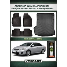 Yek Cars Toyota Corolla 2008 Model Karbonlu Kauçuk Paspas Seti ve Bagaj Havuzu