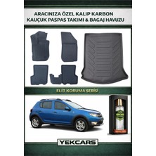 Yek Cars Dacia Sandero 2017 Model Karbonlu Kauçuk Paspas Seti ve Bagaj Havuzu