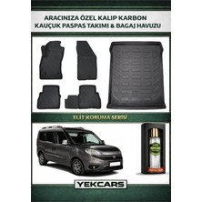 Yek Cars Fiat Doblo 2019 Model Karbonlu Kauçuk Paspas Seti ve Bagaj Havuzu