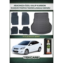 Yek Cars Hyundai Accent Blue 2018 Model Karbonlu Kauçuk Paspas Seti ve Bagaj Havuzu