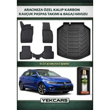 Yek Cars Volkswagen Polo Impression 2024 Model Karbonlu Kauçuk Paspas Seti ve Bagaj Havuzu