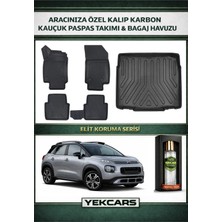 Yek Cars Citroen C3 Aircross 2020 Model Karbonlu Kauçuk Paspas Seti ve Alt Bagaj Havuzu
