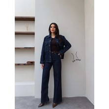 Esra Helvacı Denim Çıtçıtlı Gömlek Pantolon Takım