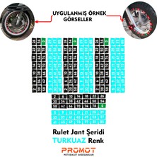Rebon Moto Design Rulet Tasarımlı Jant Şeridi Set Turkuaz Renk