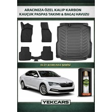 Yek Cars Skoda Octavia 2019 Model Karbonlu Kauçuk Paspas Seti ve Bagaj Havuzu