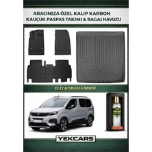 Yek Cars Peugeot Rifter 2026 Model Karbonlu Kauçuk Paspas Seti ve Demirsiz Bagaj Havuzu