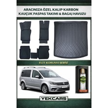 Yek Cars Volkswagen Caddy 2020 Model Karbonlu Kauçuk Paspas Seti ve Bagaj Havuzu