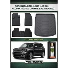 Yek Cars Jeep Renegade 2025 Model Karbonlu Kauçuk Paspas Seti ve Üst Bagaj Havuzu