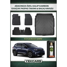Yek Cars Citroen C5 Aircross 2021 Model Karbonlu Kauçuk Paspas Seti ve Alt Bagaj Havuzu