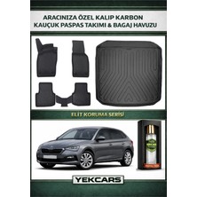 Yek Cars Skoda Scala 2023 Model Karbonlu Kauçuk Paspas Seti ve Bagaj Havuzu