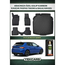 Yek Cars Skoda Fabia 2022 Model Karbonlu Kauçuk Paspas Seti ve Bagaj Havuzu