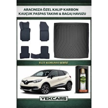 Yek Cars Renault Captur 2018 Model Karbonlu Kauçuk Paspas Seti ve Bagaj Havuzu