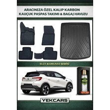 Yek Cars Renault Captur 2021 Model Karbonlu Kauçuk Paspas Seti ve Alt Bagaj Havuzu