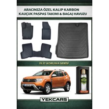 Yek Cars Dacia Duster 4x2  2019 Model Karbonlu Kauçuk Paspas Seti ve Bagaj Havuzu