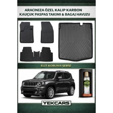 Yek Cars Jeep Renegade 2025 Model Karbonlu Kauçuk Paspas Seti ve Alt Bagaj Havuzu