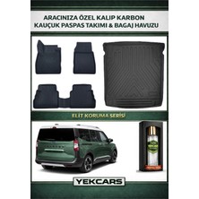 Yek Cars Ford Courier 2024 Model Karbonlu Kauçuk Paspas Seti ve Bagaj Havuzu