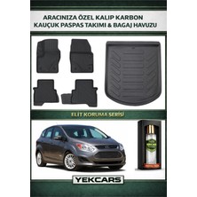 Yek Cars Ford C-Max 2011 Model Karbonlu Kauçuk Paspas Seti ve Bagaj Havuzu