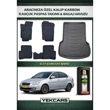 Yek Cars Hyundai Accent Era 2008 Model Karbonlu Kauçuk Paspas Seti ve Bagaj Havuzu