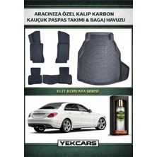 Yek Cars Mercedes W205 2016 Model Karbonlu Kauçuk Paspas Seti ve Plastik Setli Bagaj Havuzu