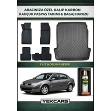 Yek Cars Renault Megane 2 Sedan 2008 Model Karbonlu Kauçuk Paspas Seti ve Bagaj Havuzu