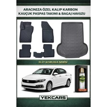 Yek Cars Fiat Egea Sedan 2025 Model Karbonlu Kauçuk Paspas Seti ve Bagaj Havuzu