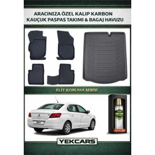 Yek Cars Peugeot 301 2015 Model Karbonlu Kauçuk Paspas Seti ve Bagaj Havuzu