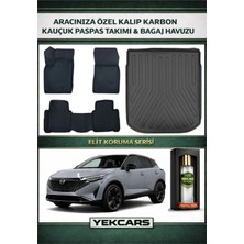 Yek Cars Nissan Qashqai Benzin/dizel 2024 Model Karbonlu Kauçuk Paspas Seti ve Üst Bagaj Havuzu