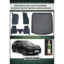 Yek Cars Volkswagen Tıguan 2026 Model Karbonlu Kauçuk Paspas Seti ve Alt Bagaj Havuzu