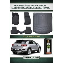Yek Cars Volkswagen T-Roc 2017 Model Karbonlu Kauçuk Paspas Seti ve Alt Bagaj Havuzu