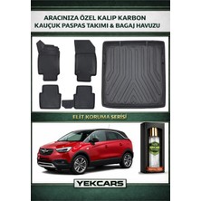 Yek Cars Opel Crossland 2018 Model Karbonlu Kauçuk Paspas Seti ve Üst Bagaj Havuzu