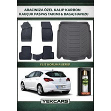 Yek Cars Opel Astra J Hatchback 2014 Model Karbonlu Kauçuk Paspas Seti ve Bagaj Havuzu