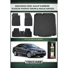 Yek Cars Volkswagen Jetta 2020 Model Karbonlu Kauçuk Paspas Seti ve Cepsiz Bagaj Havuzu