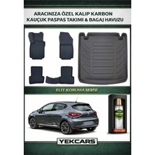 Yek Cars Renault Clio 4 2016 Model Karbonlu Kauçuk Paspas Seti ve Bagaj Havuzu