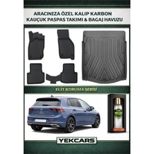Yek Cars Volkswagen Golf 8 Otomatik Vites 2025 Model Karbonlu Kauçuk Paspas Seti ve Alt Bagaj Havuzu